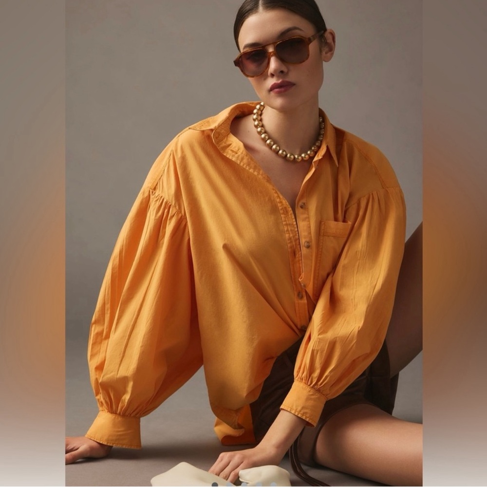 Pilcro Gold Oversized Button Down Shirt